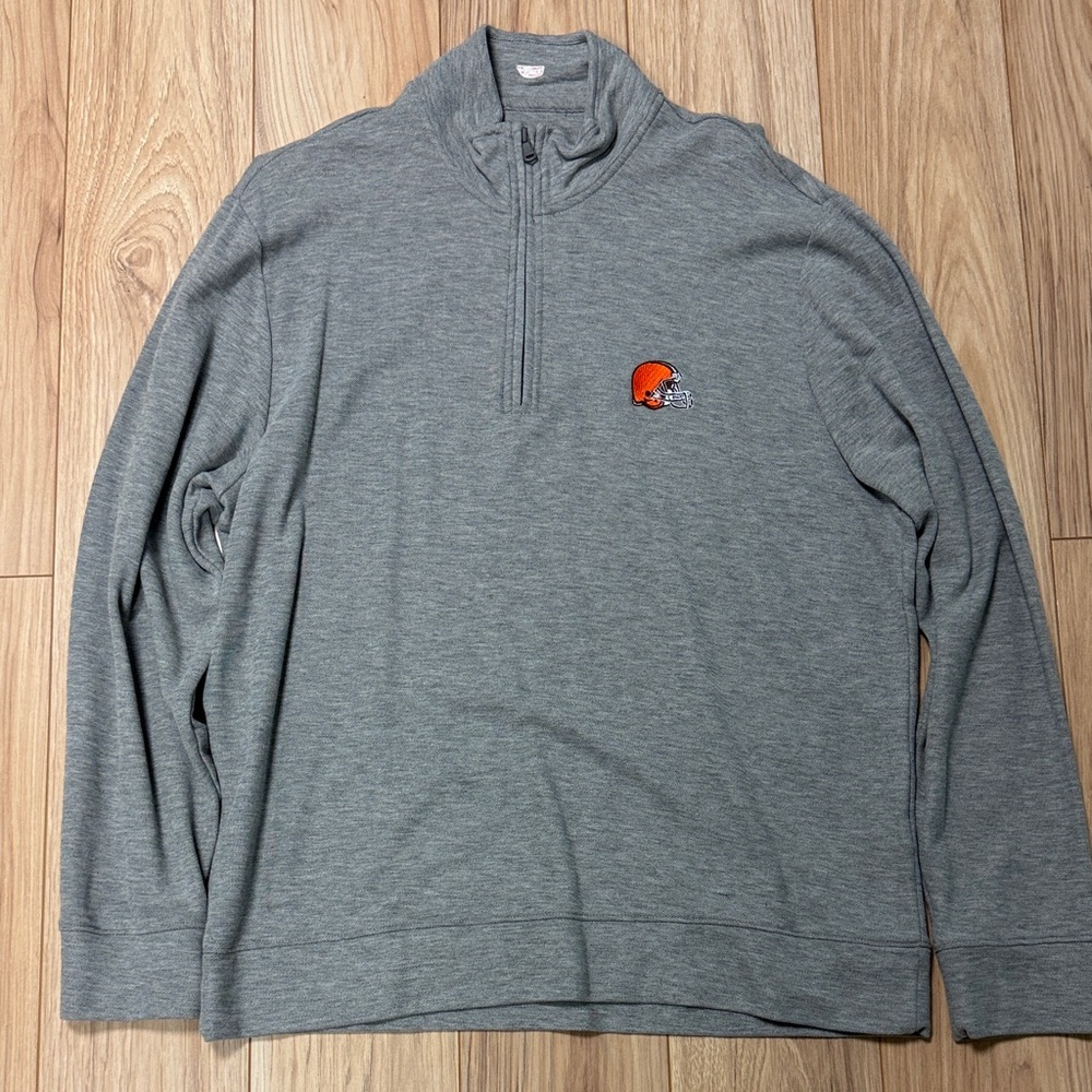 Vineyard Vines Cleveland Browns Gray Zip-Up Men's Sweater